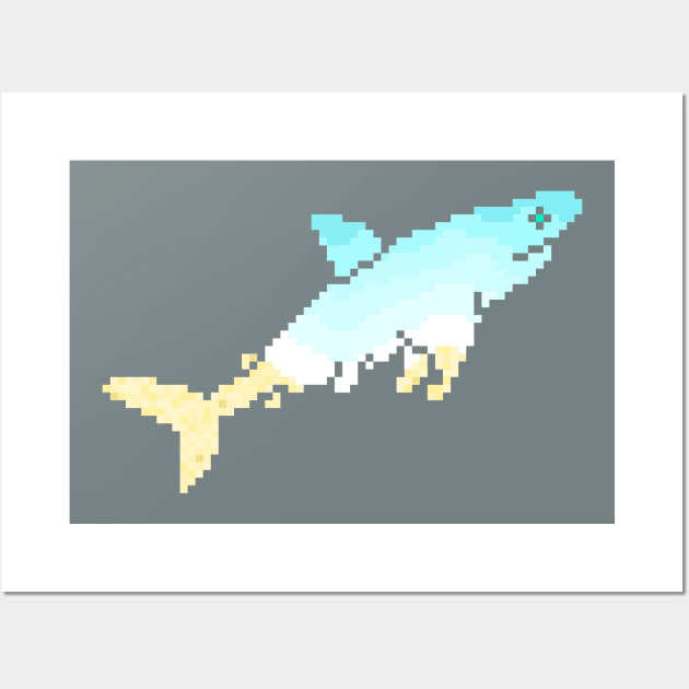 Modern Pixel Sea Shark Wall Art by jofudachi